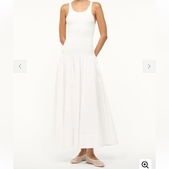 STAUD Dresses & Skirts - STAUD Wells Dress White Maxi Ribbed Tank Cotton Poplin Skirt XS NWOT